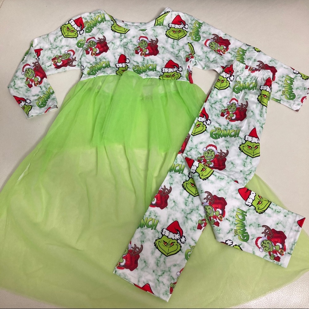 Christmas 🎄 Grinch tutu cute leggings set outfit - Picture 2 of 11